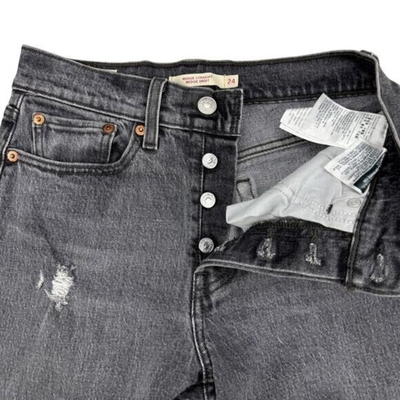 Levi's Wedgie StraIght Fit Jean In Cabo Smoke Grey Size 24 X 26 - Picture 4 of 9